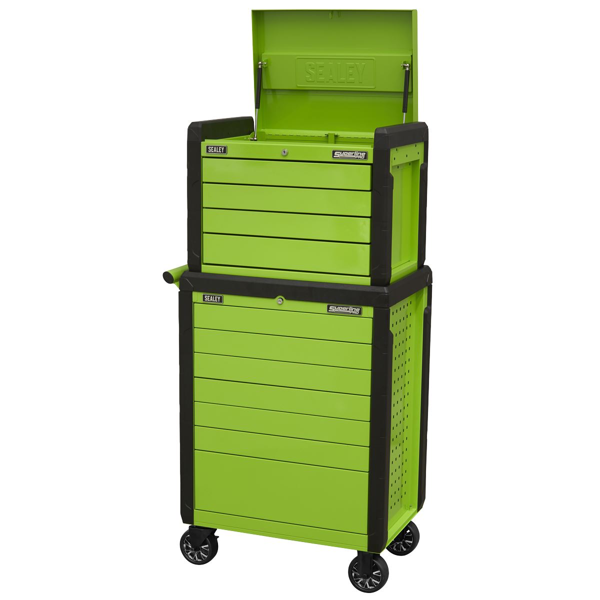 Sealey Superline Pro Topchest & Rollcab Combination 11 Drawer Push-To-Open - Green