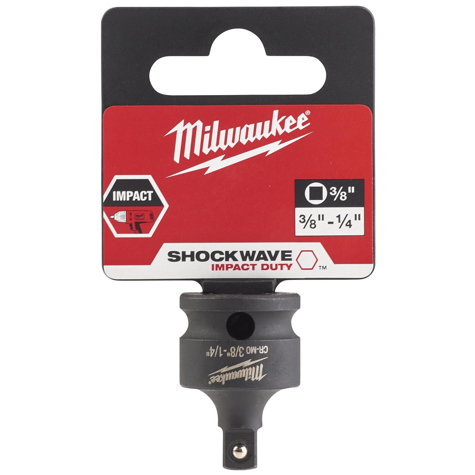 Milwaukee Impact Socket Adaptor 3/8" Drive Female to 1/4" Drive Male Shockwave Impact Duty