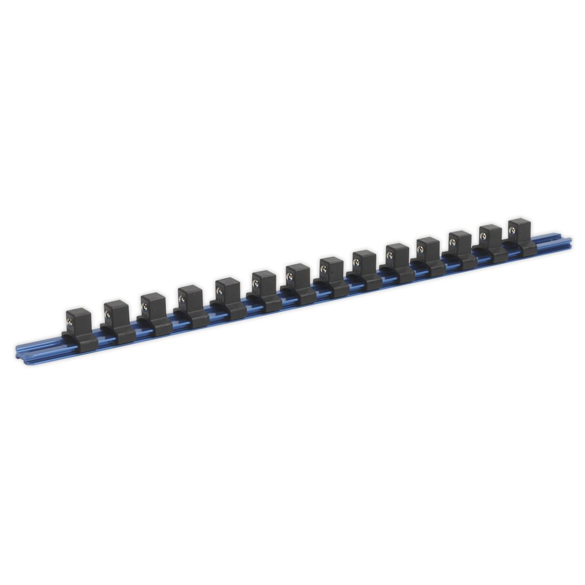 Sealey Premier Socket Retaining Rail with 14 Clips Aluminium 1/2"Sq Drive