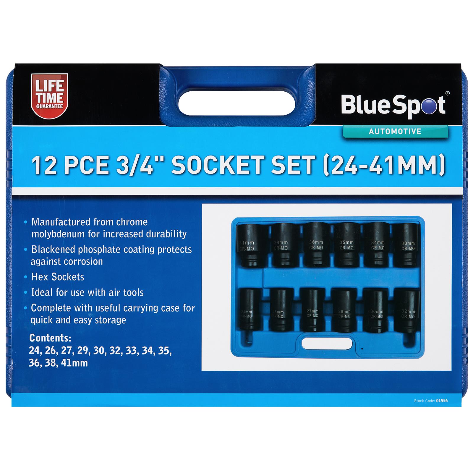 BlueSpot Impact Socket Set 3/4" Drive 24-41mm 12 Piece