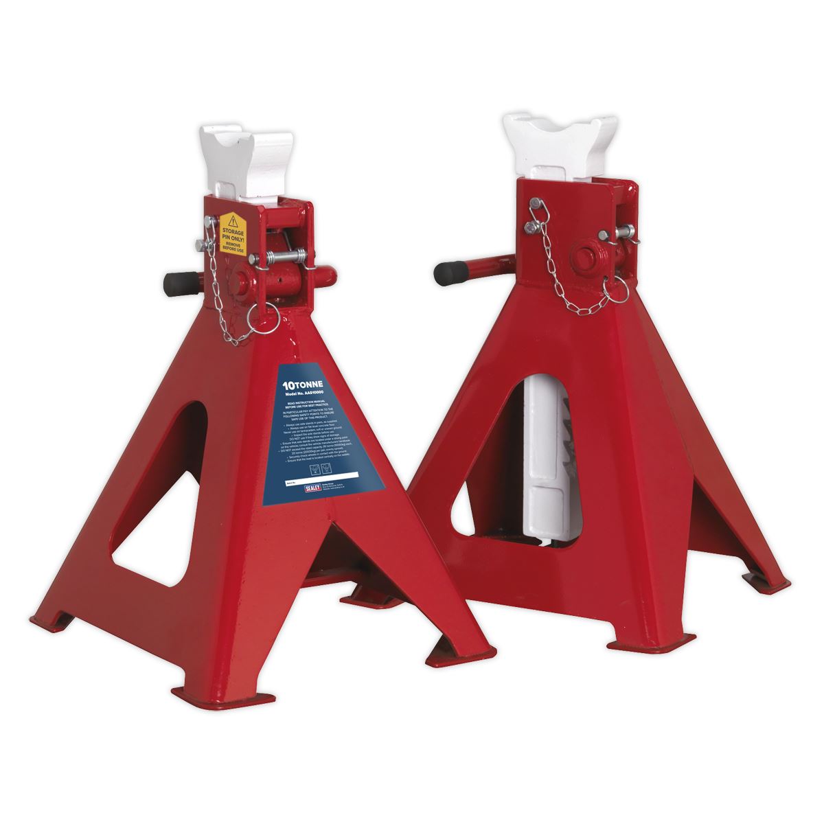 Sealey Axle Stands (Pair) 10 Tonne Capacity per Stand Auto Rise Ratchet