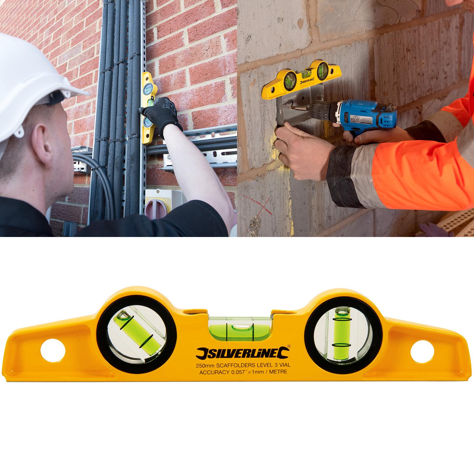 Silverline 250mm Scaffolders Spirit Level with Magnetic Base