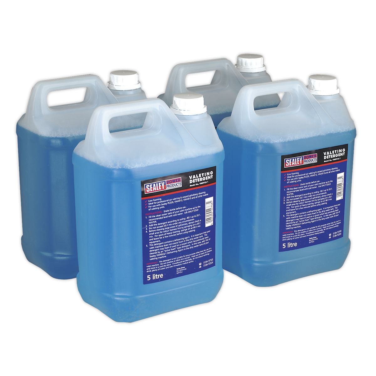 Sealey Carpet/Upholstery Detergent 5L Pack of 4