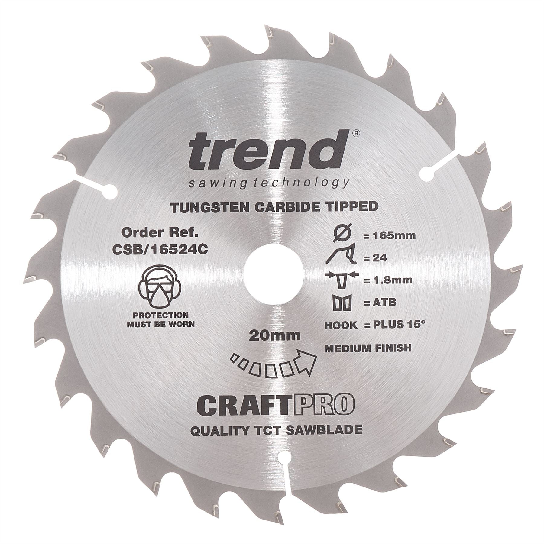 Trend Craft Saw Blade 165mm X 24 Teeth X 20mm  CSB/16524C