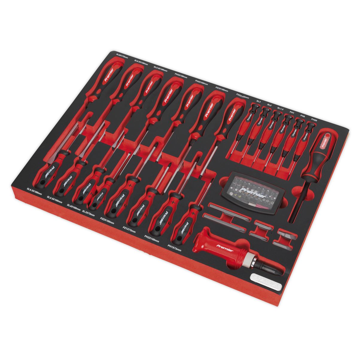 Sealey Premier Tool Tray with Screwdriver Set 72pc