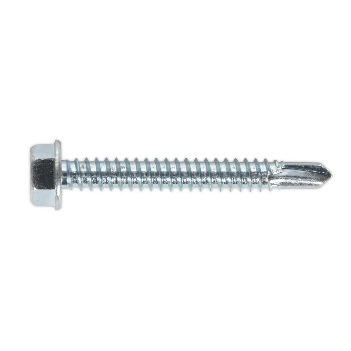 Sealey Self-Drilling Screw 6.3 x 50mm Hex Head Zinc Pack of 100