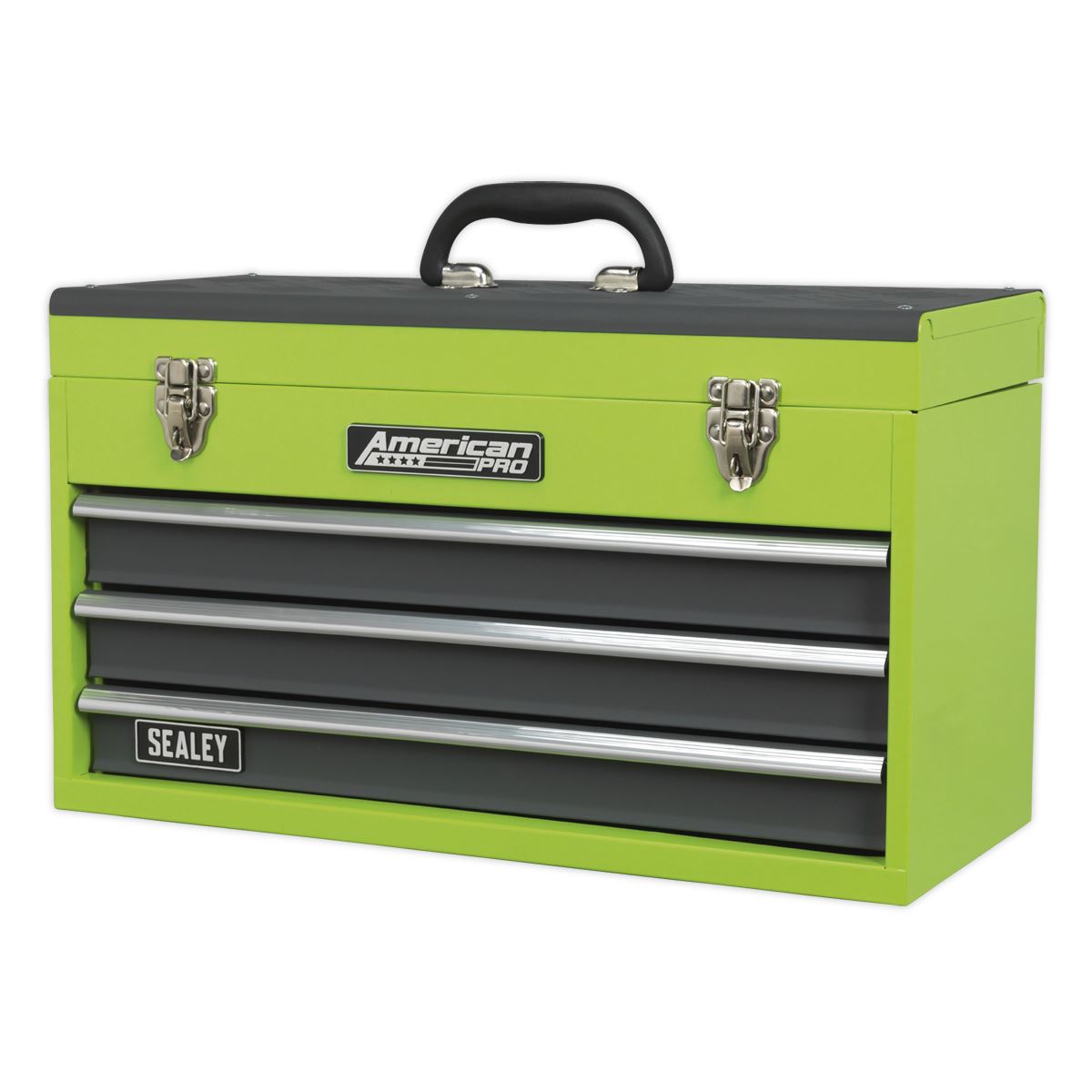 Sealey American Pro Tool Chest 3 Drawer Portable with Ball-Bearing Slides - Green/Grey