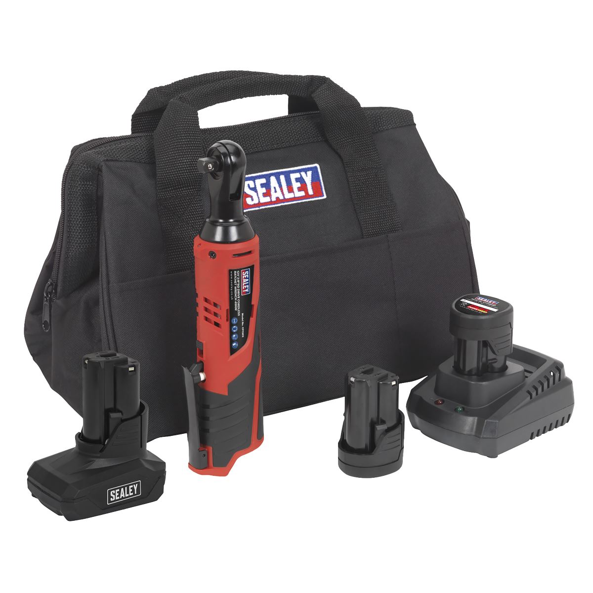 Sealey Ratchet Wrench Kit 3/8"Sq Drive 12V Lithium-ion - 3 Batteries