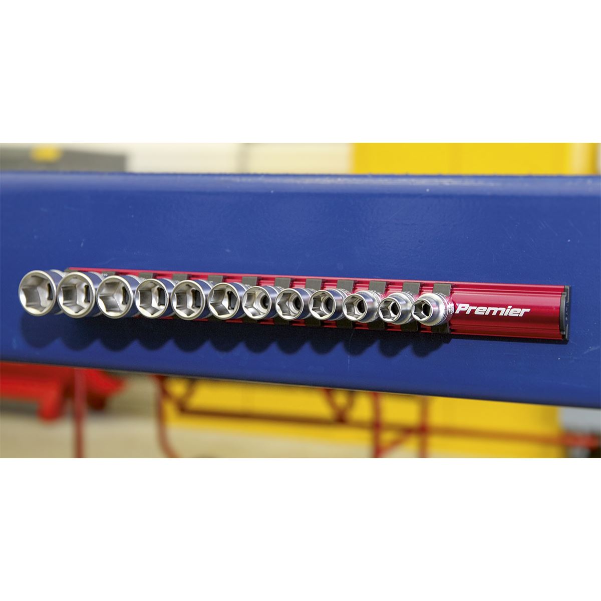 Sealey Premier Socket Retaining Rail Magnetic 3/8"Sq Drive 12 Clips