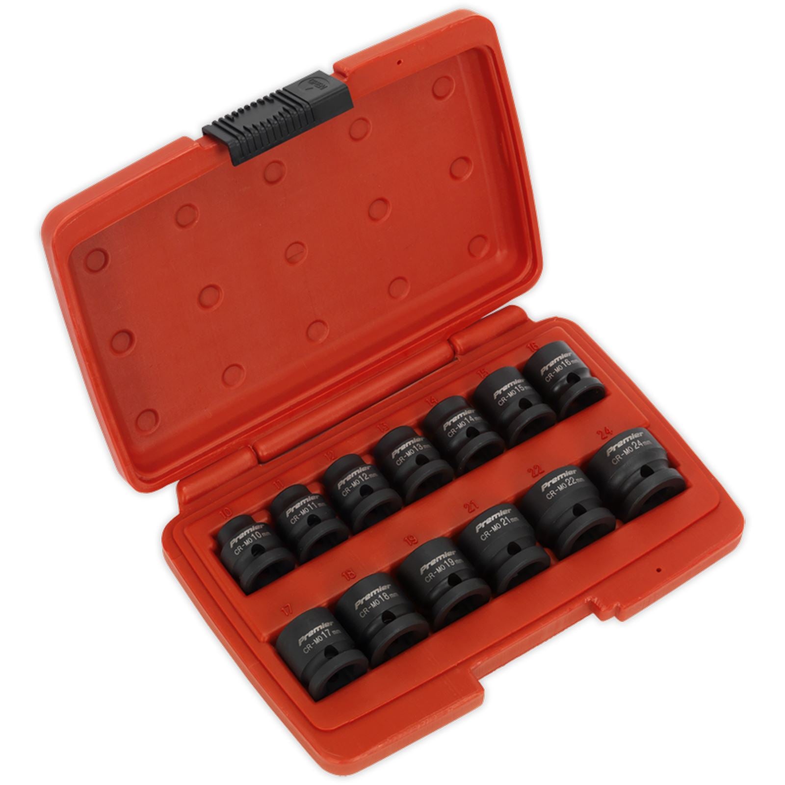 Sealey Premier 13 Piece 1/2" Drive Low Profile Impact Socket Set 10-24mm WallDrive