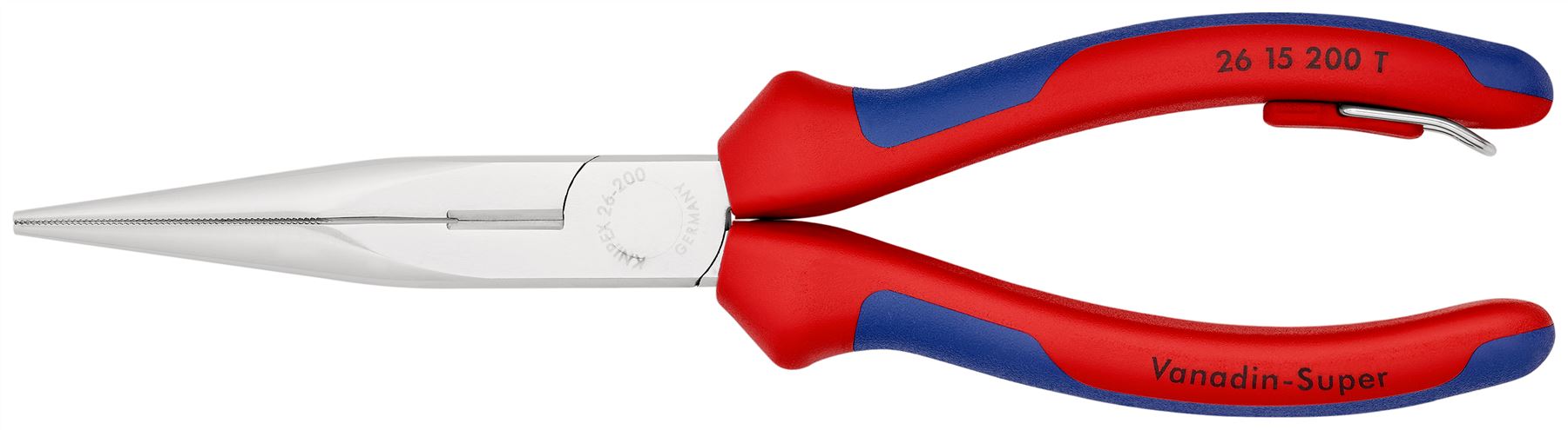 Knipex Snipe Nose Side Cutting Pliers Chrome 200mm Multi Component Grips with Tether Point 26 15 200 T