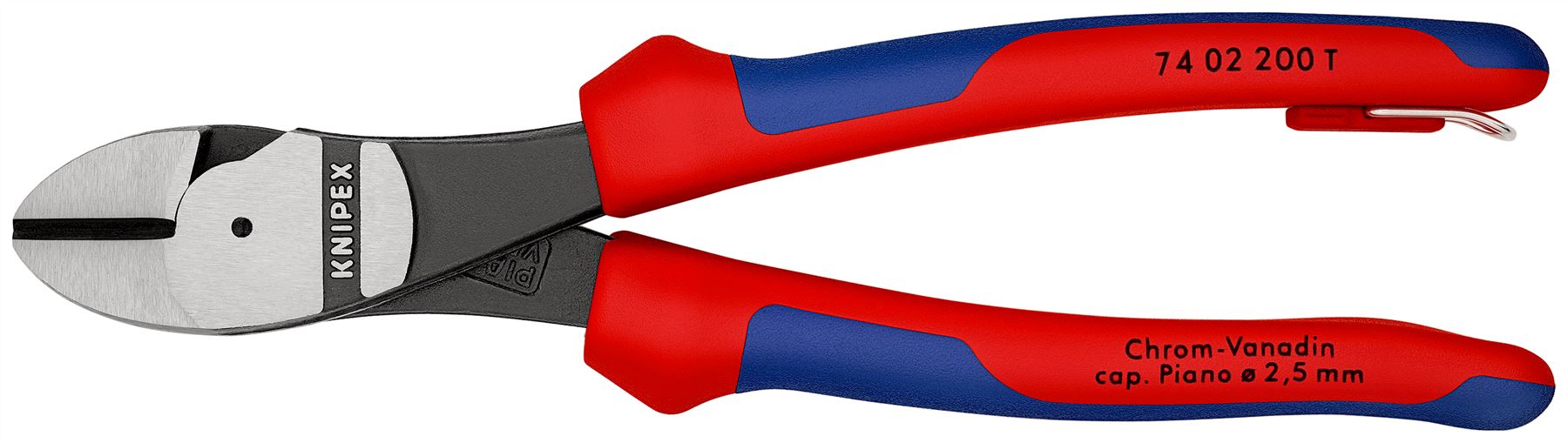 Knipex High Leverage Diagonal Cutter 200mm Multi Component Grips with Tether Point 74 02 200 T