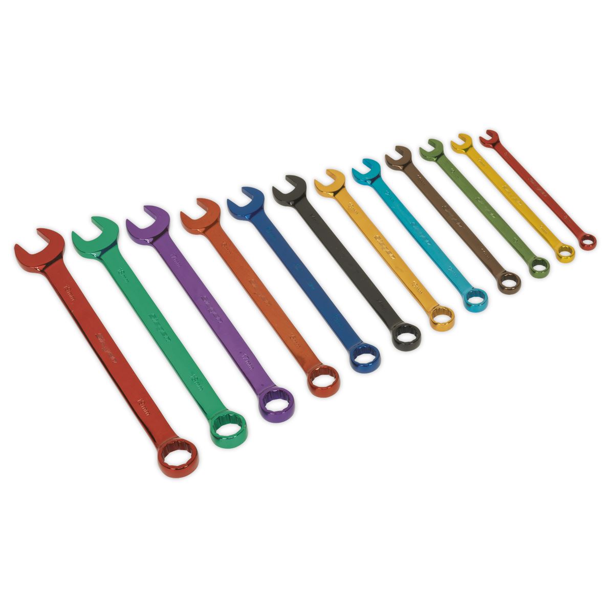 Siegen by Sealey Combination Spanner Set 12pc Multi-Coloured Metric