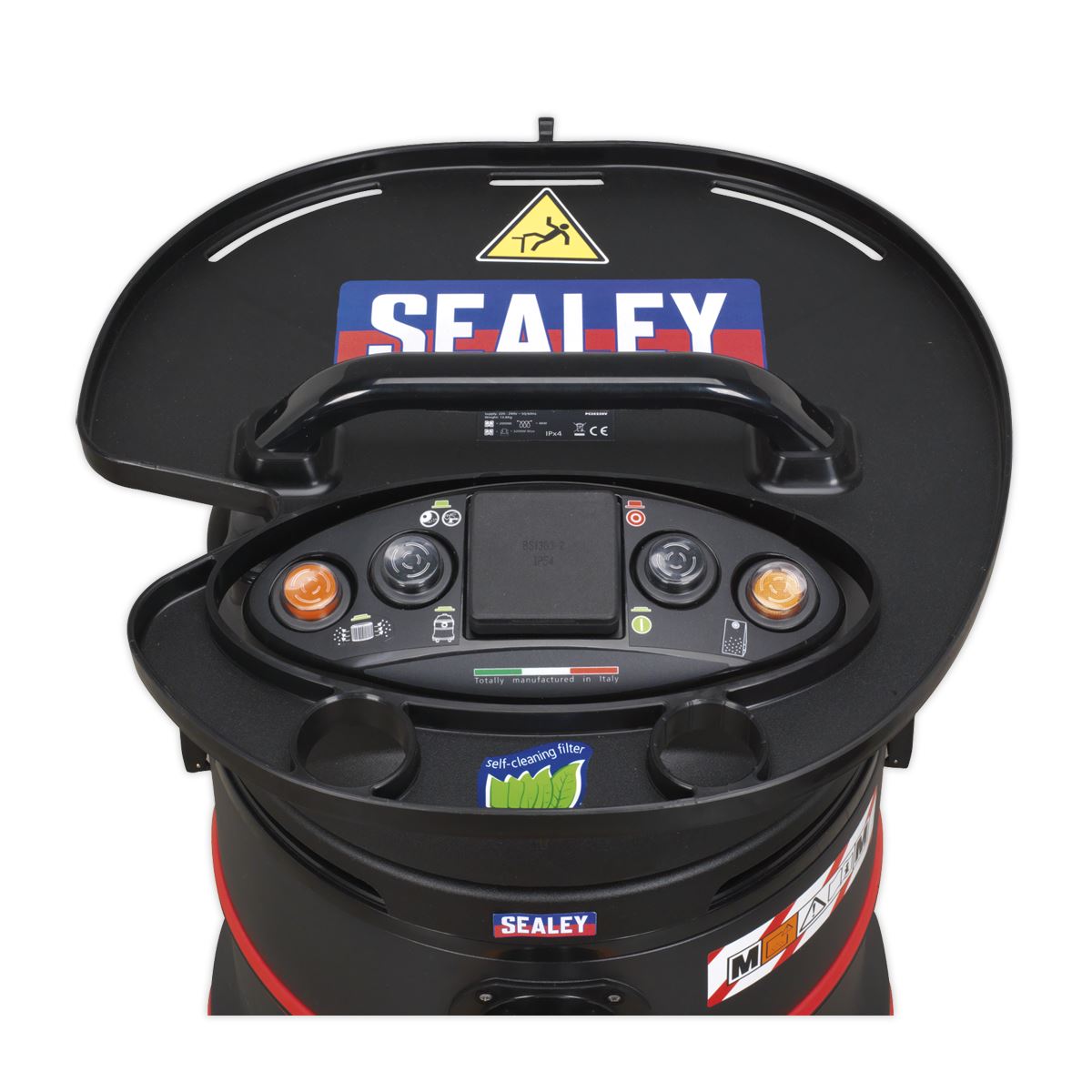 Sealey Vacuum Cleaner Industrial Wet/Dry 35L 1200W/230V Plastic Drum M Class Filtration Self-Clean Filter