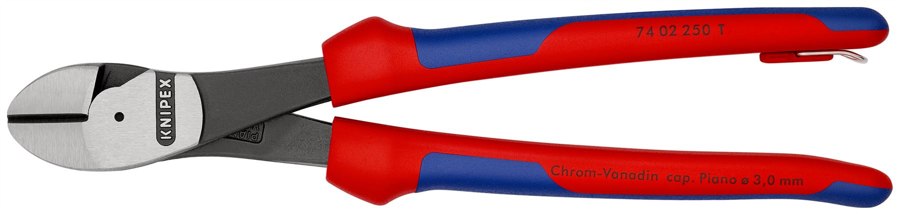 Knipex High Leverage Diagonal Cutter 250mm Multi Component Grips with Tether Point 74 02 250 T