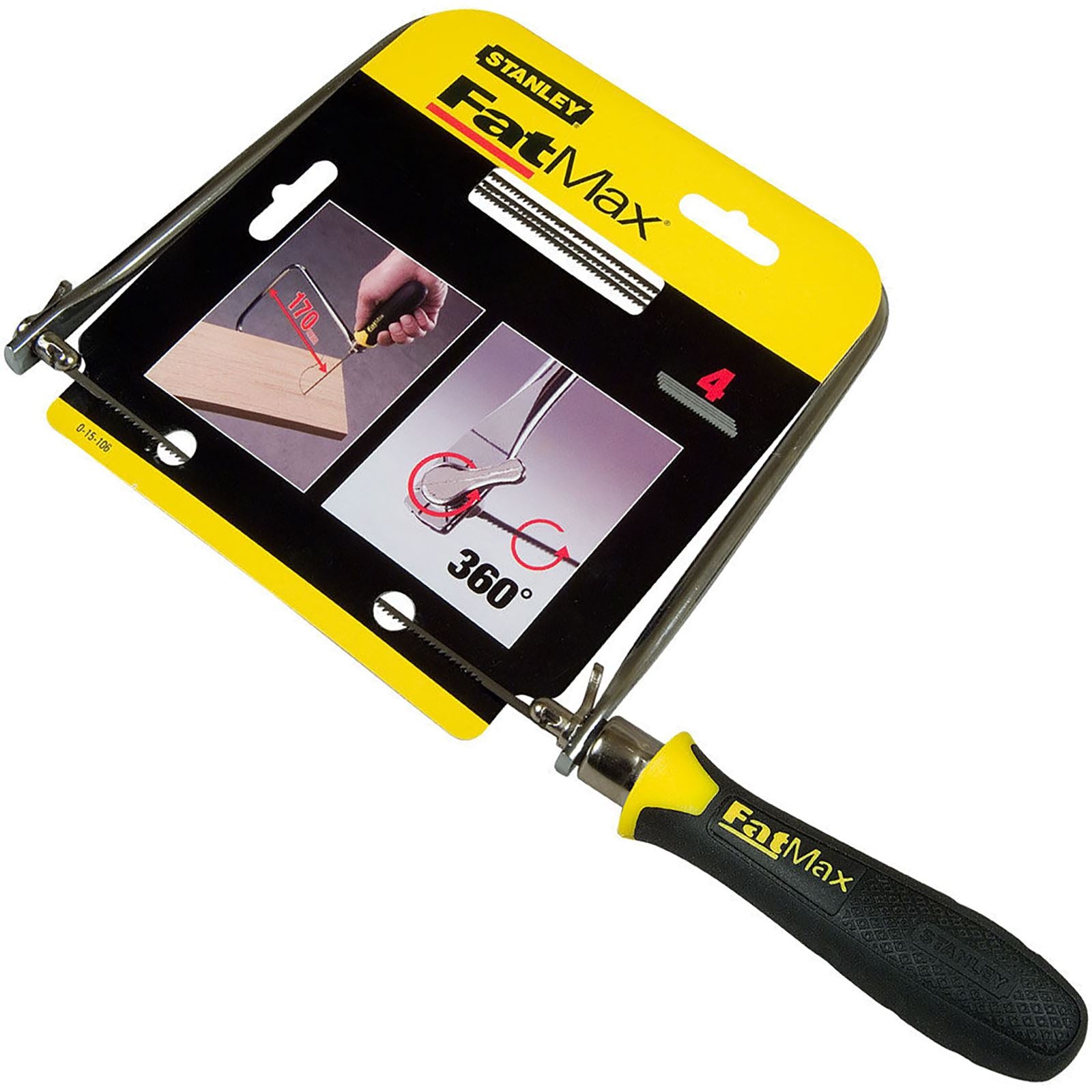 Stanley FatMax Coping Saw 165mm 14TPI Soft Grip Handle Joinery Woodwork