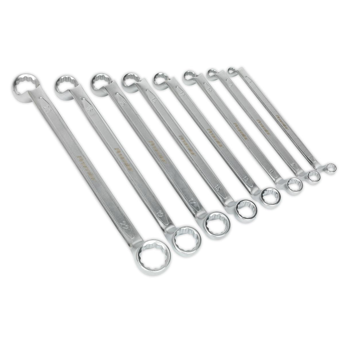 Sealey Premier 8 Piece Offset Double End Ring Spanner Set Deep WallDrive Rings