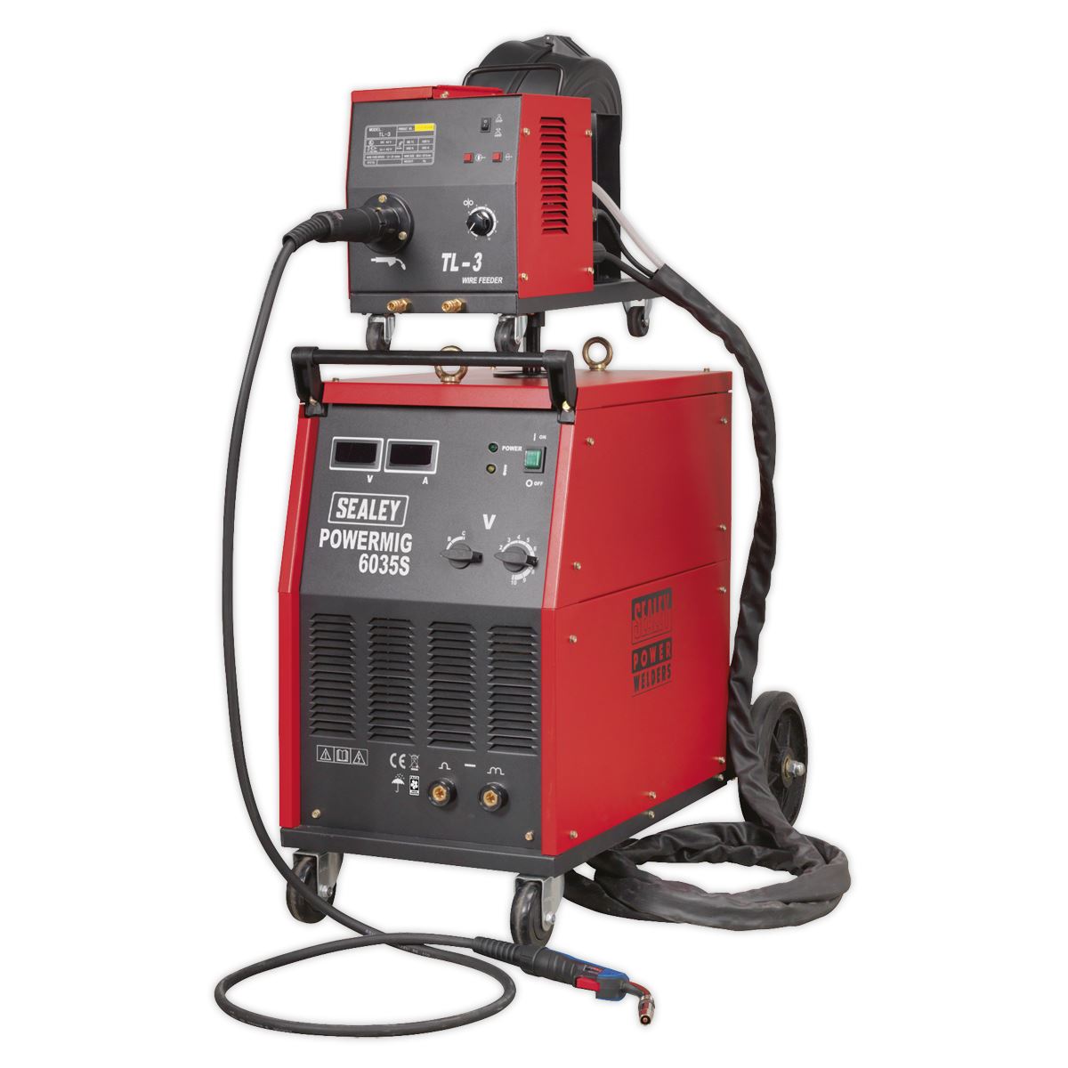 Sealey Professional MIG Welder 350A 415V 3ph with Binzel® Euro Torch & Portable Wire Drive