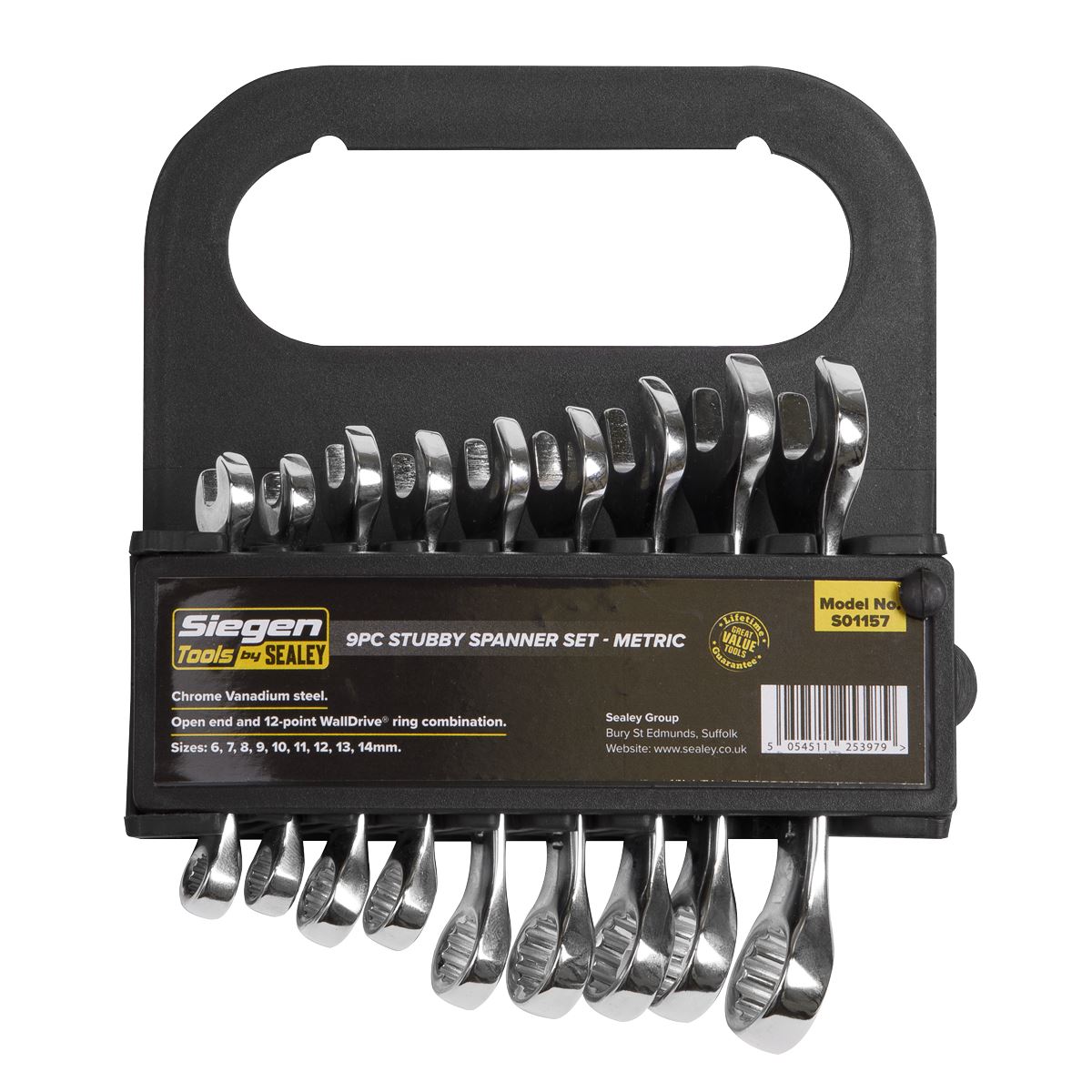 Siegen by Sealey Stubby Combination Spanner Set 9pc - Metric