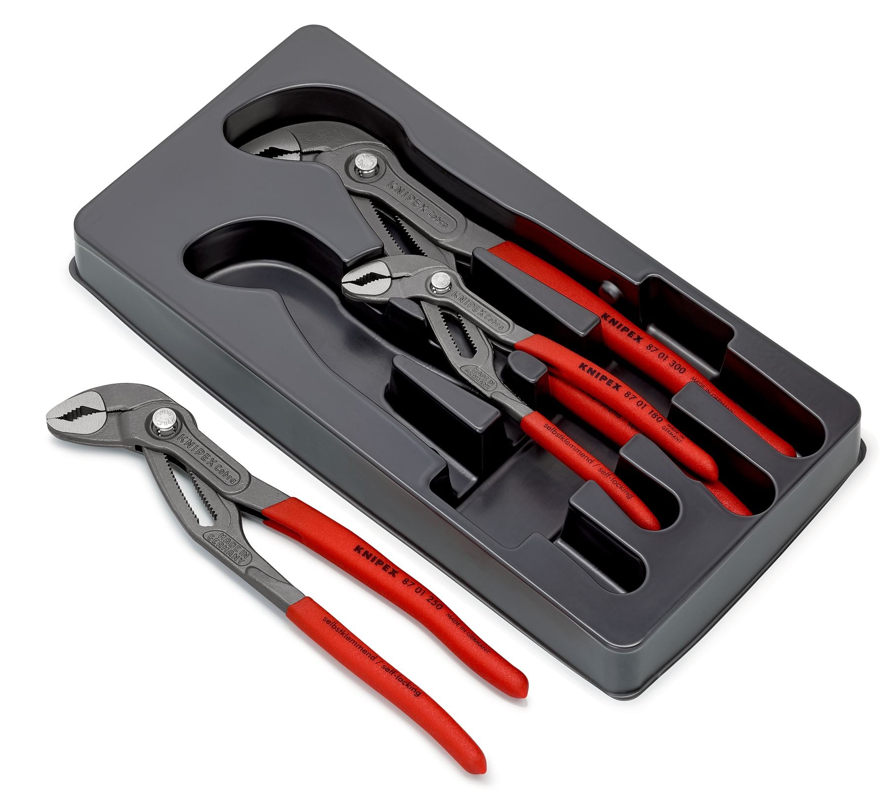 Knipex Cobra Pliers Set 3 Piece 180mm 250mm 300mm Plier in Tray 00 20 09 V02