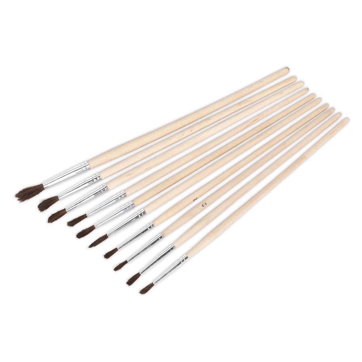Sealey Touch-Up Paint Brush Assortment 10pc Wooden Handle