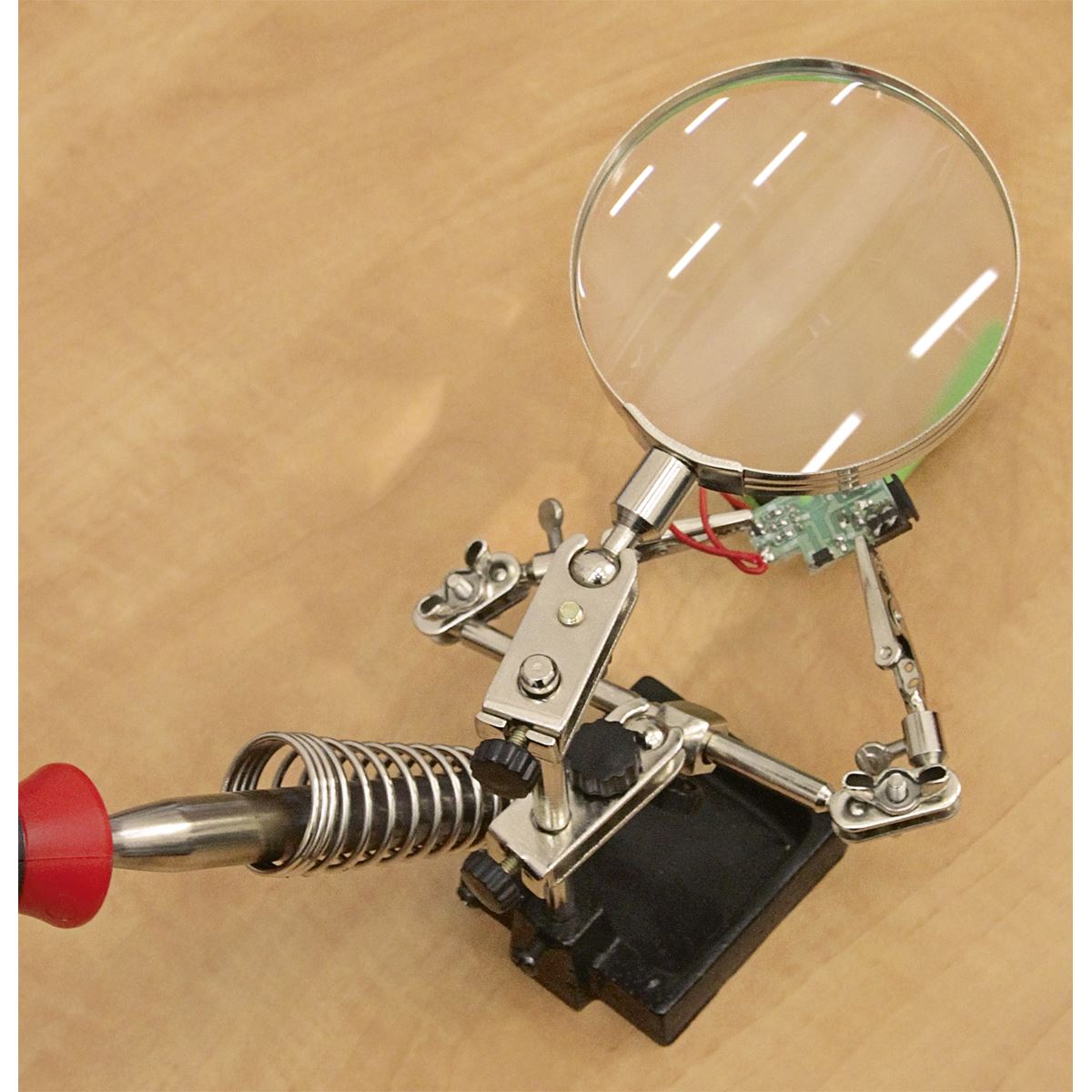 Sealey Mini Robot Soldering Stand with Magnifier & Iron Holder