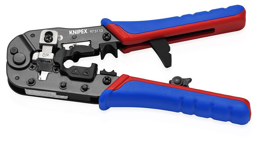 Knipex Crimping Pliers for RJ45 Western Plugs with Multi Component Grips 97 51 13