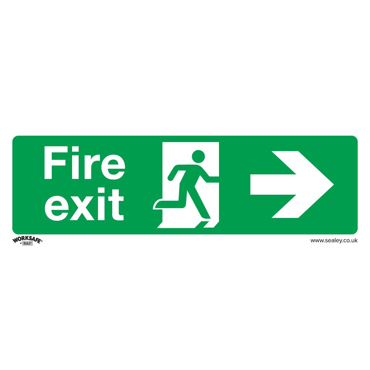 Worksafe by Sealey Safe Conditions Safety Sign - Fire Exit (Right) - Self-Adhesive Vinyl - Pack of 10