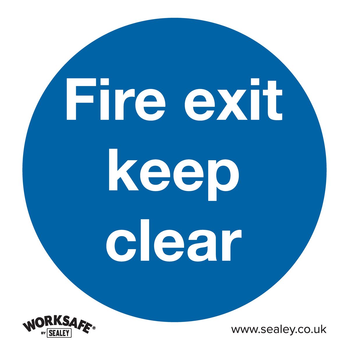 Worksafe by Sealey Mandatory Safety Sign - Fire Exit Keep Clear - Self-Adhesive Vinyl