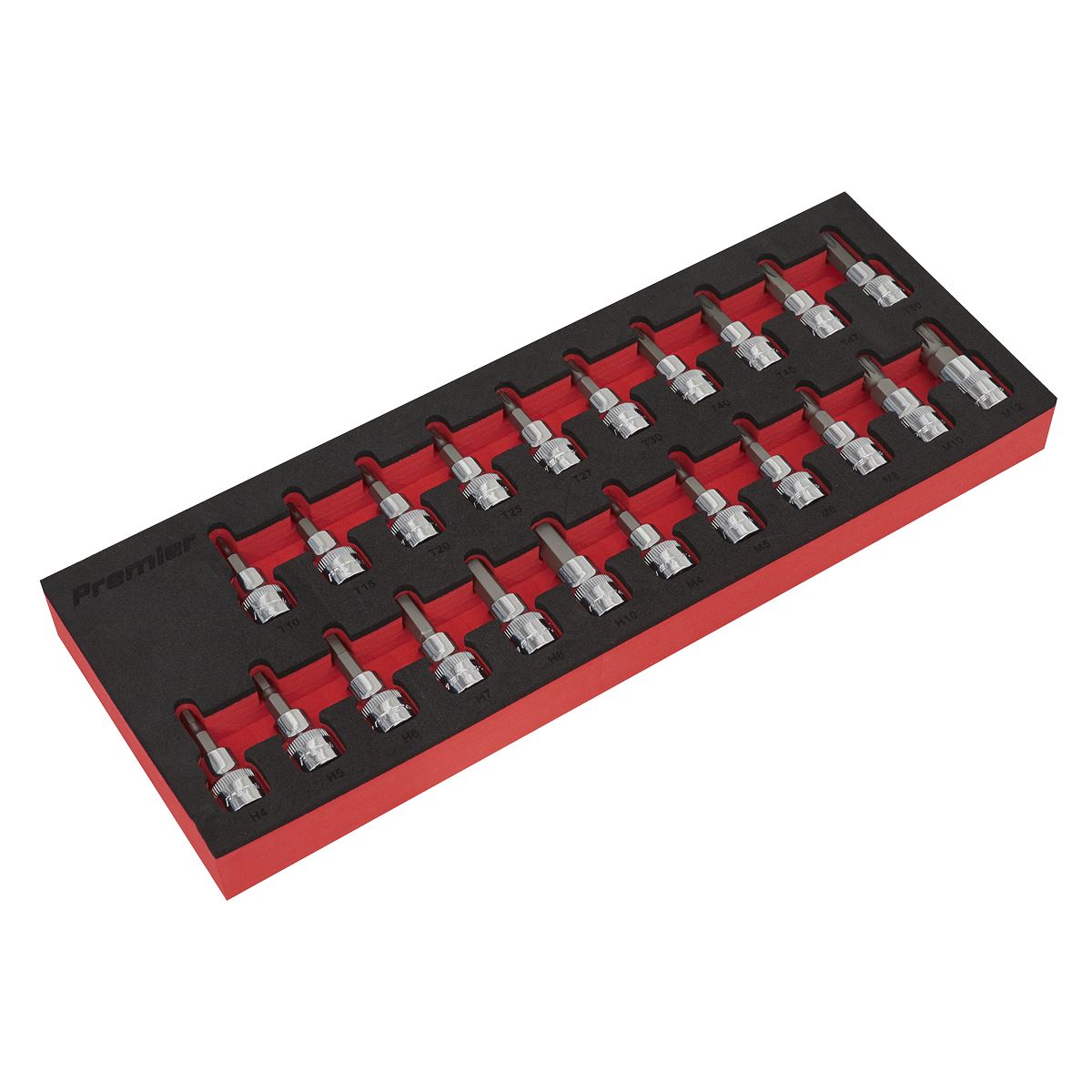 Sealey Premier Trx-Star Hex Spline Socket Bit Set in EVA Tray 22 Piece 3/8" Drive