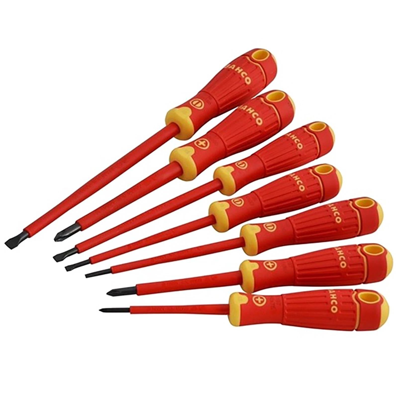 Bahco BahcoFit VDE Insulated Slotted Pozi Screwdriver Set 7 Piece 1000V