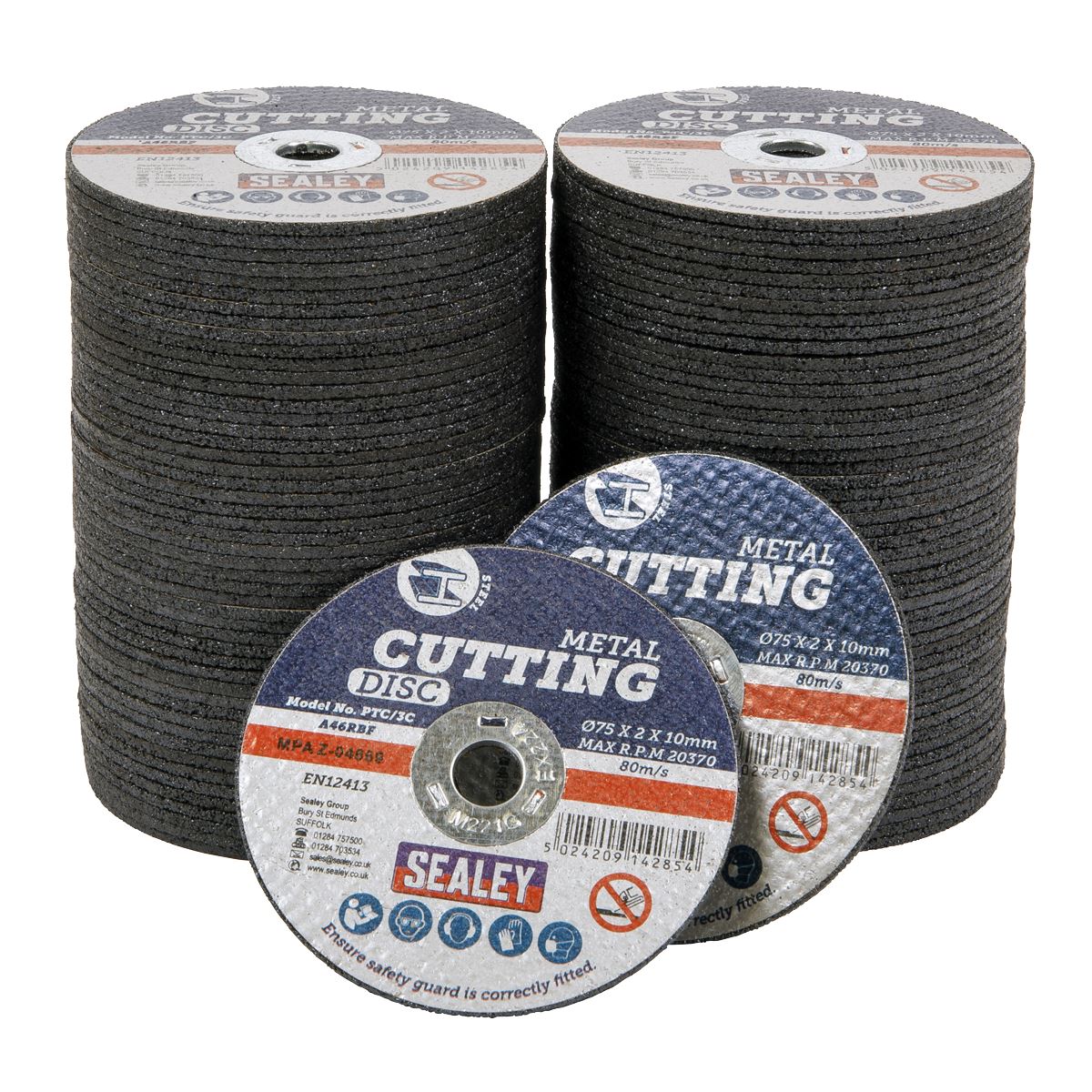 Sealey Cutting Disc Pack of 100 Ø75 x 2mm Ø10mm Bore