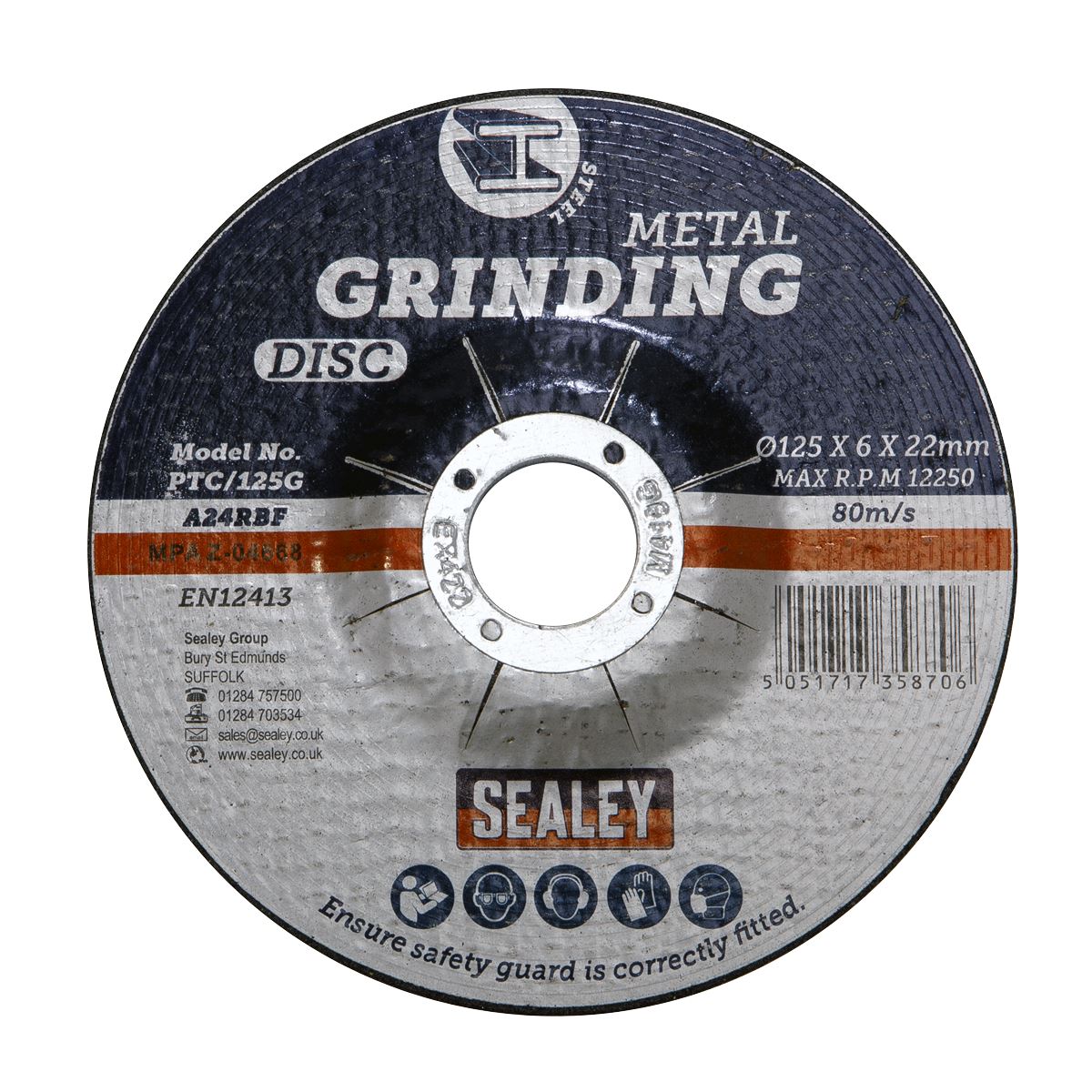 Sealey Grinding Disc Ø125 x 6mm Ø22mm Bore