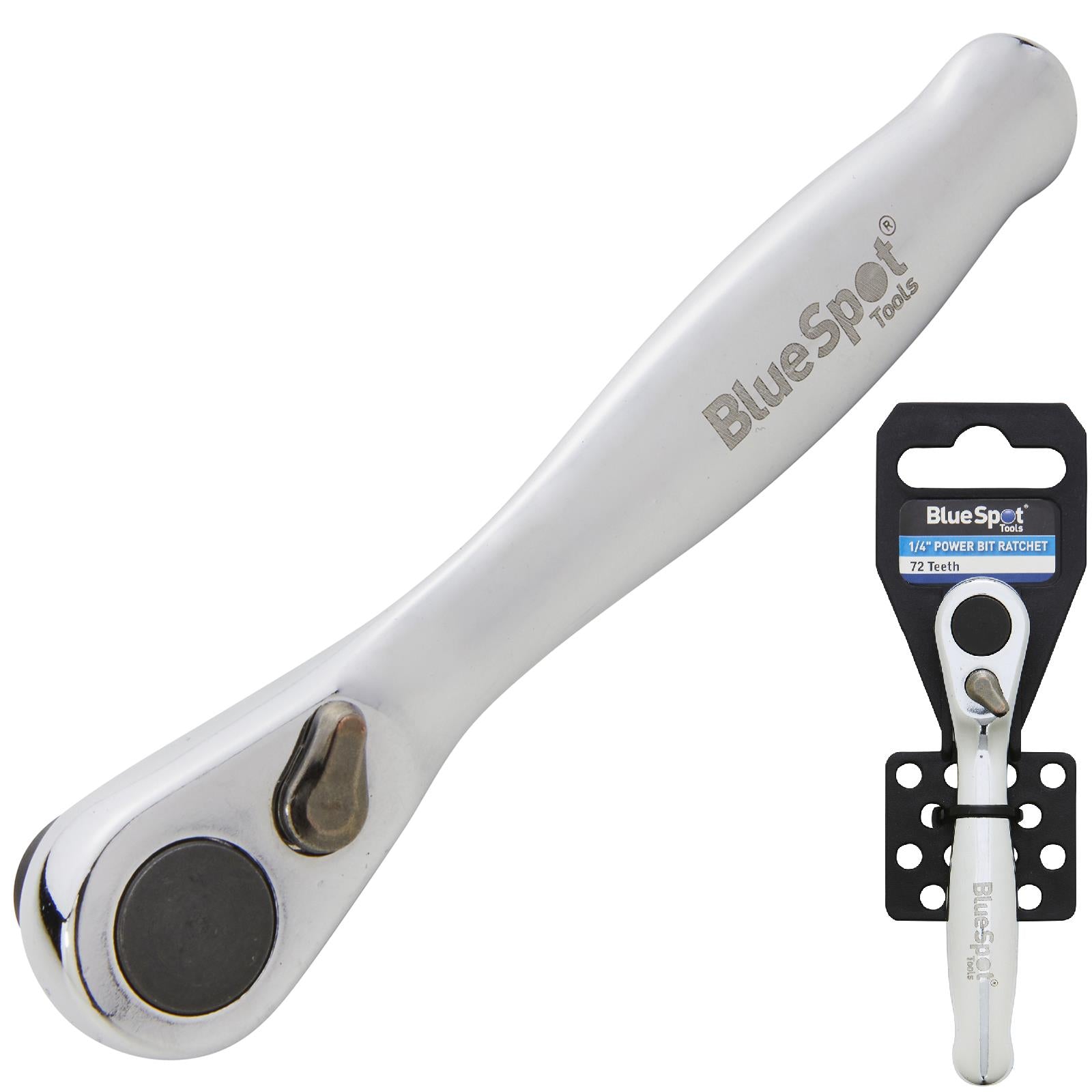 BlueSpot Screwdriver Bit Ratchet Handle Wrench 1/4" Hex 72 Tooth