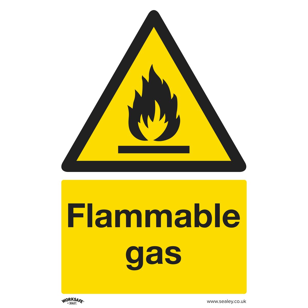 Worksafe by Sealey Warning Safety Sign - Flammable Gas - Rigid Plastic - Pack of 10