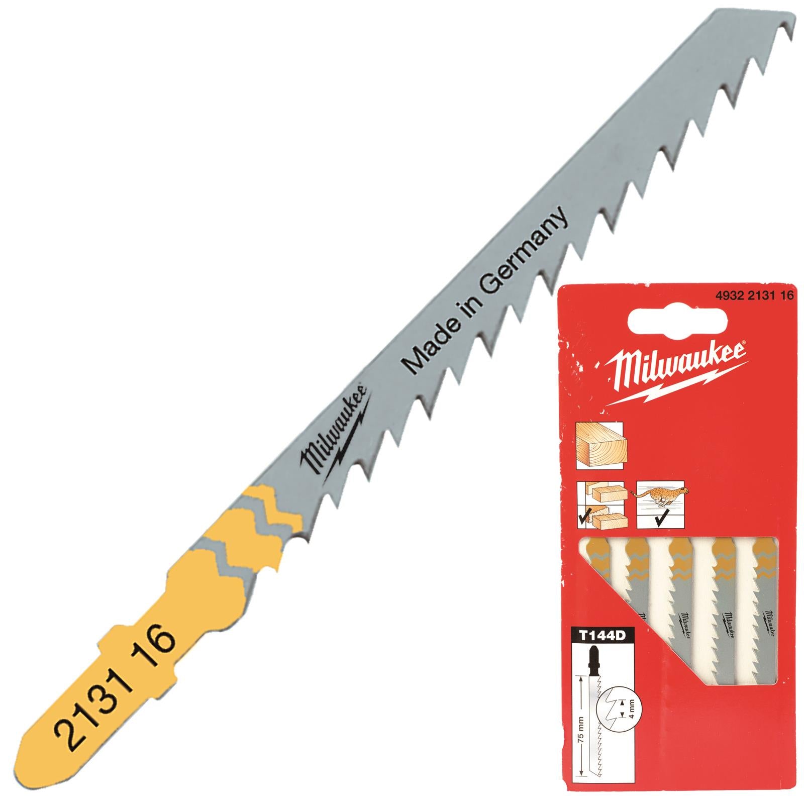 Milwaukee Jigsaw Blades for Wood 5 Pack Fast Cut Blade 75mm x 4mm T144D