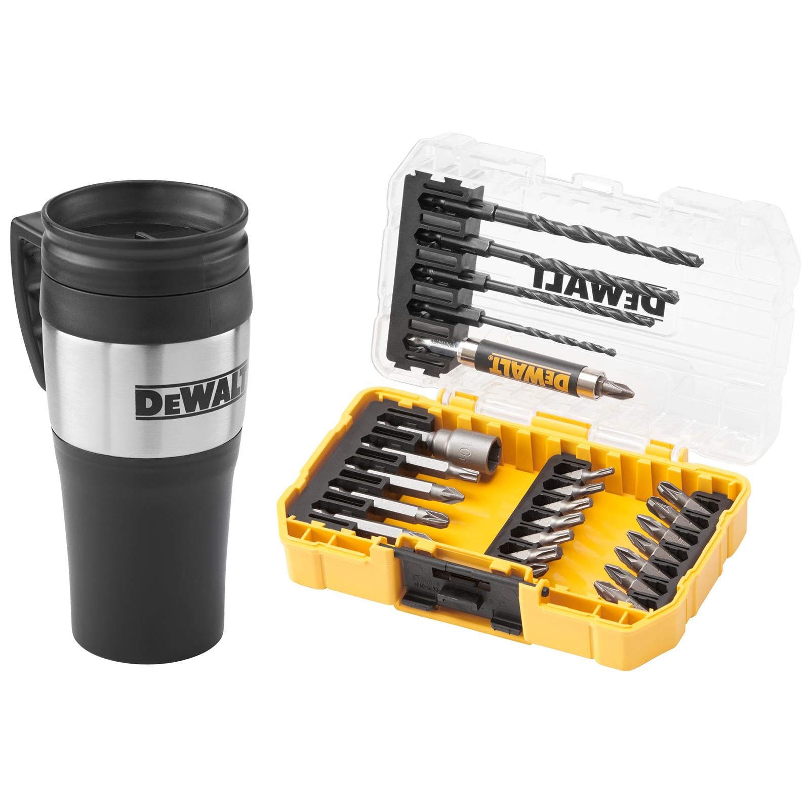 DeWalt Screwdriver and Drill Bit Set 25 Piece with Thermal Mug