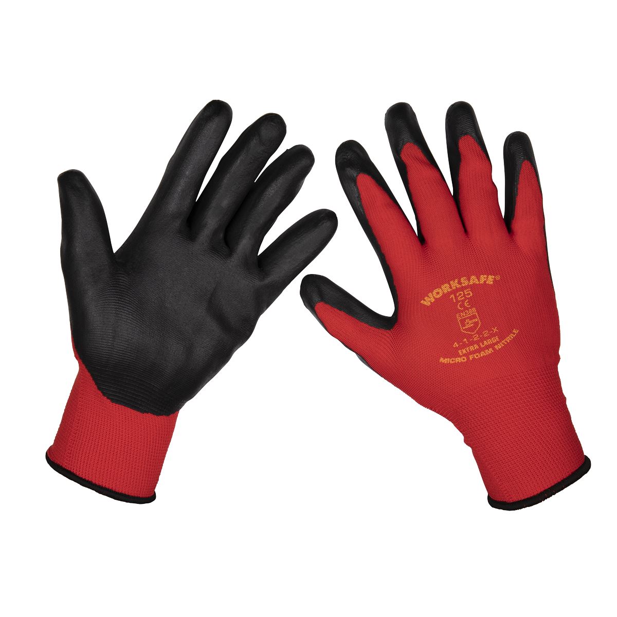 Worksafe by Sealey Flexi Grip Nitrile Palm Gloves (X-Large) - Pair