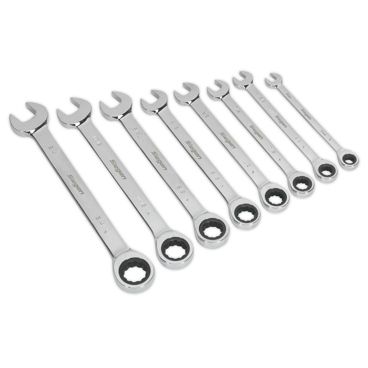 Siegen by Sealey Combination Ratchet Spanner Set 8pc Imperial
