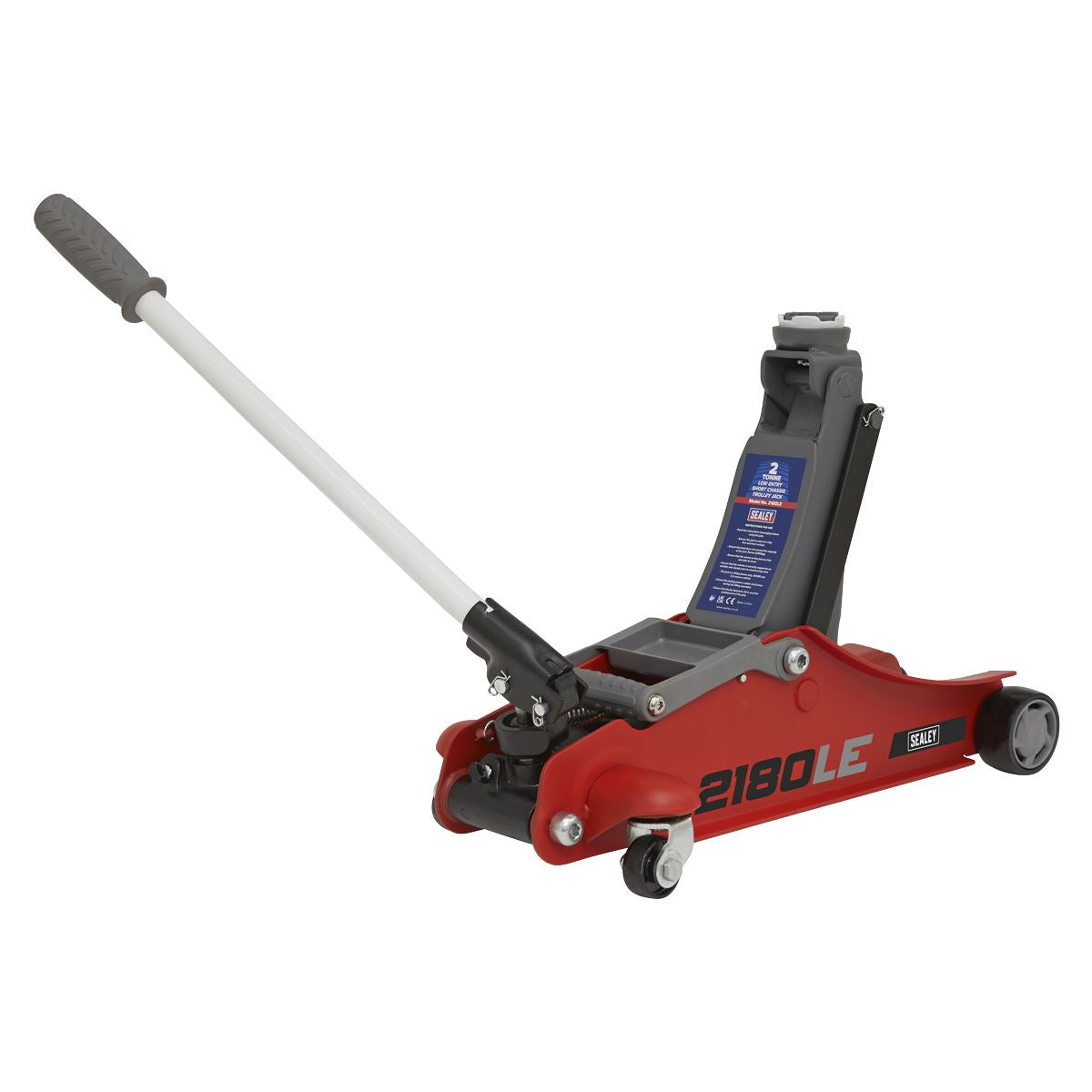 Sealey 180° Handle Trolley Jack 2 Tonne Low Profile Short Chassis - Red