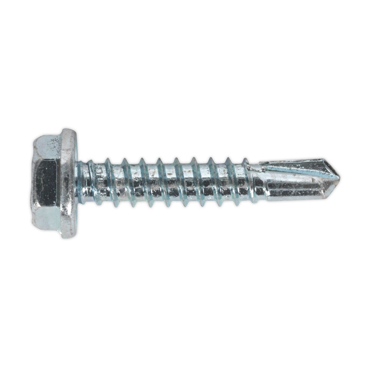 Sealey Self-Drilling Screw 4.8 x 25mm Hex Head Zinc Pack of 100