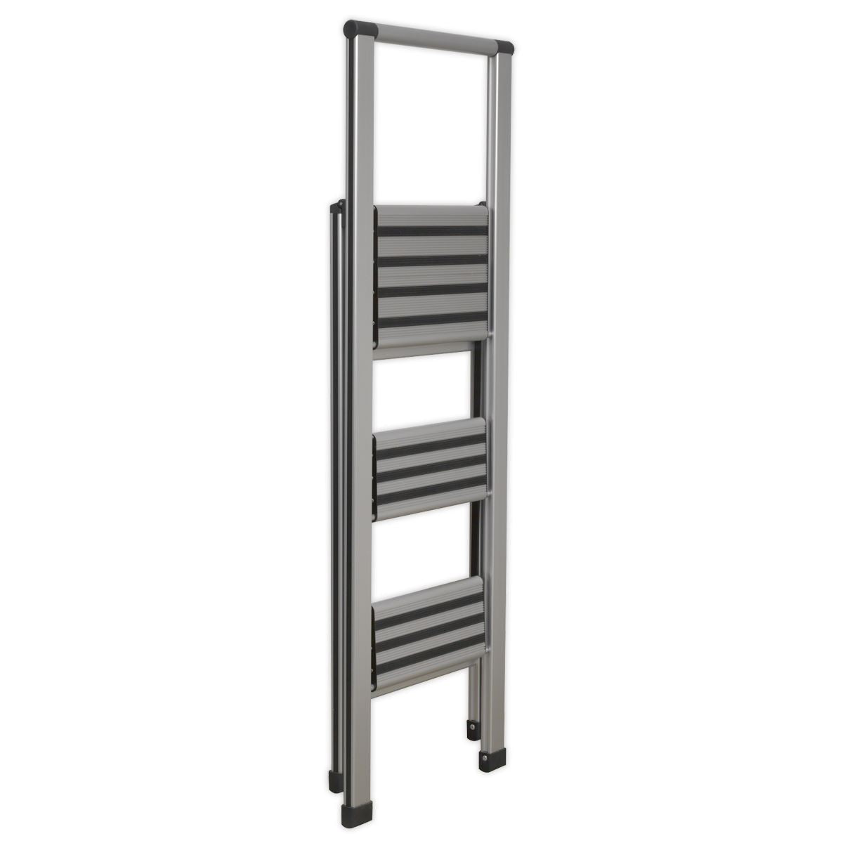 Sealey Aluminium Professional Folding Step Ladder 3-Step 150kg Capacity