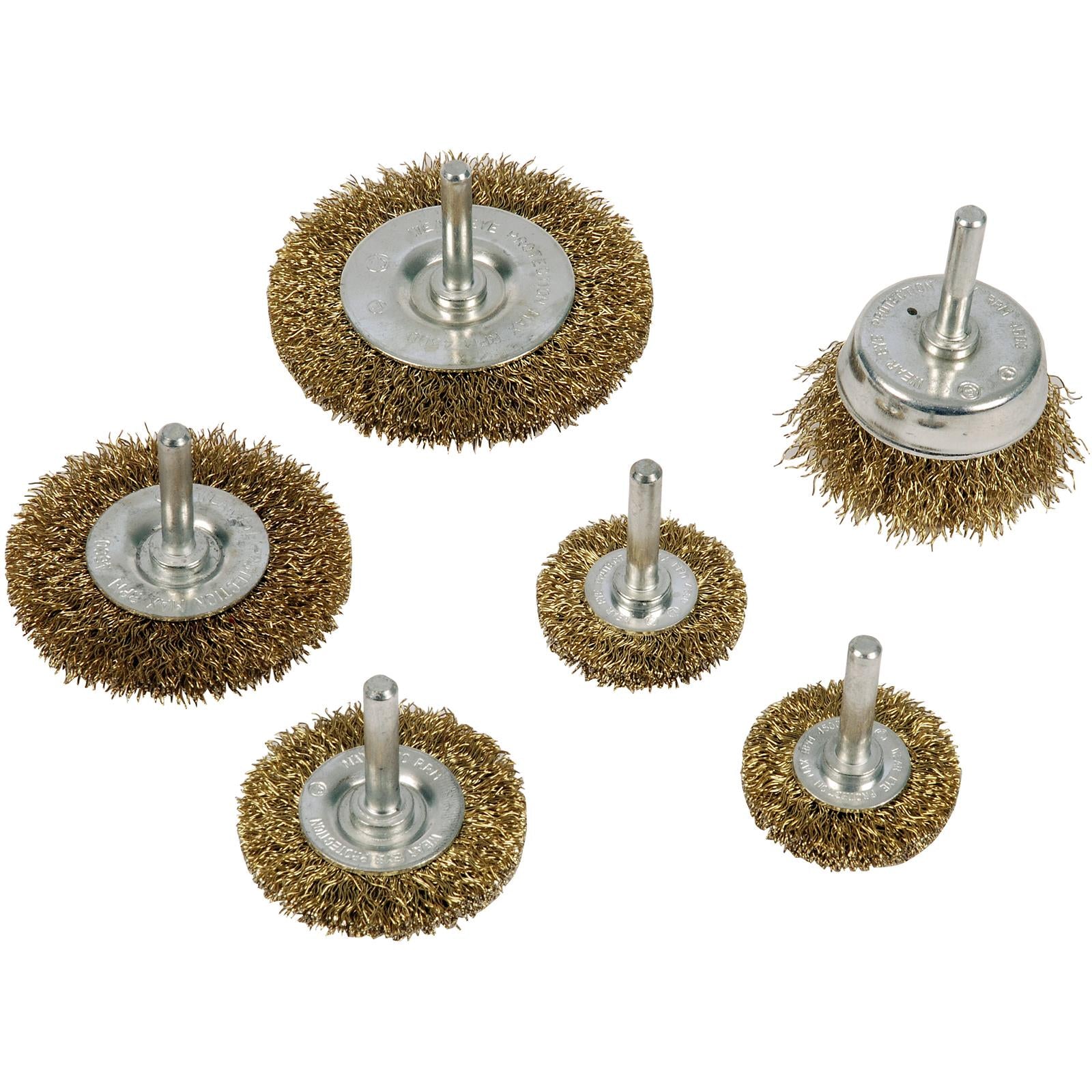 Silverline 6 Piece Wire Wheel & Cup Brush Set 6mm Shank Paint Rust Removal