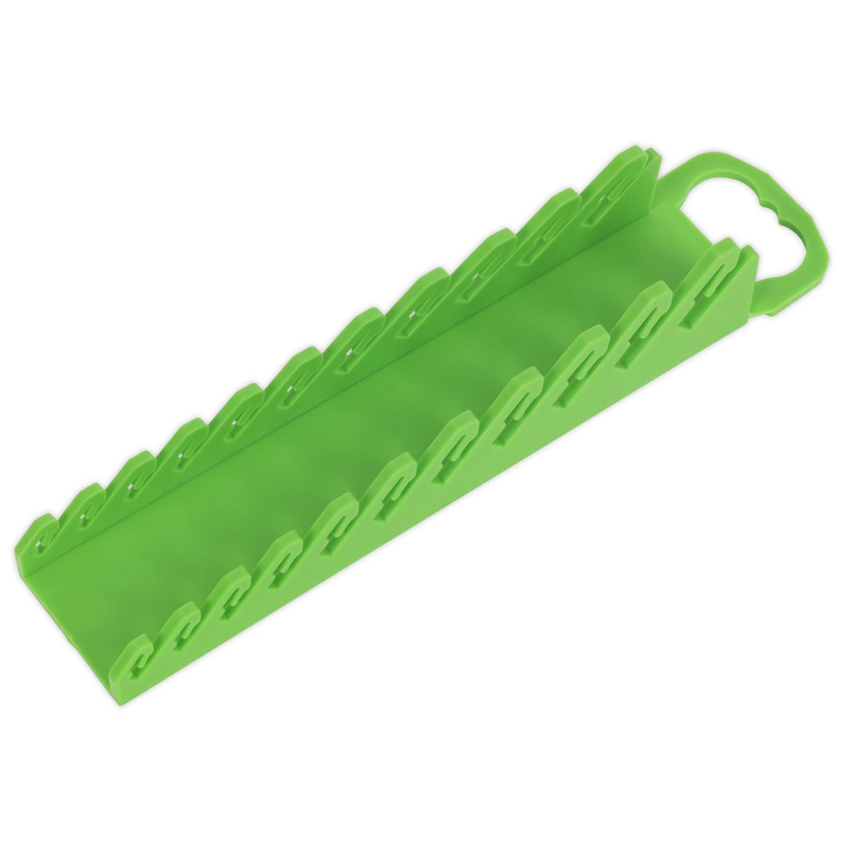 Sealey Premier High Visibility Green Stubby Spanner Rack 10 Capacity Hanging Toolbox