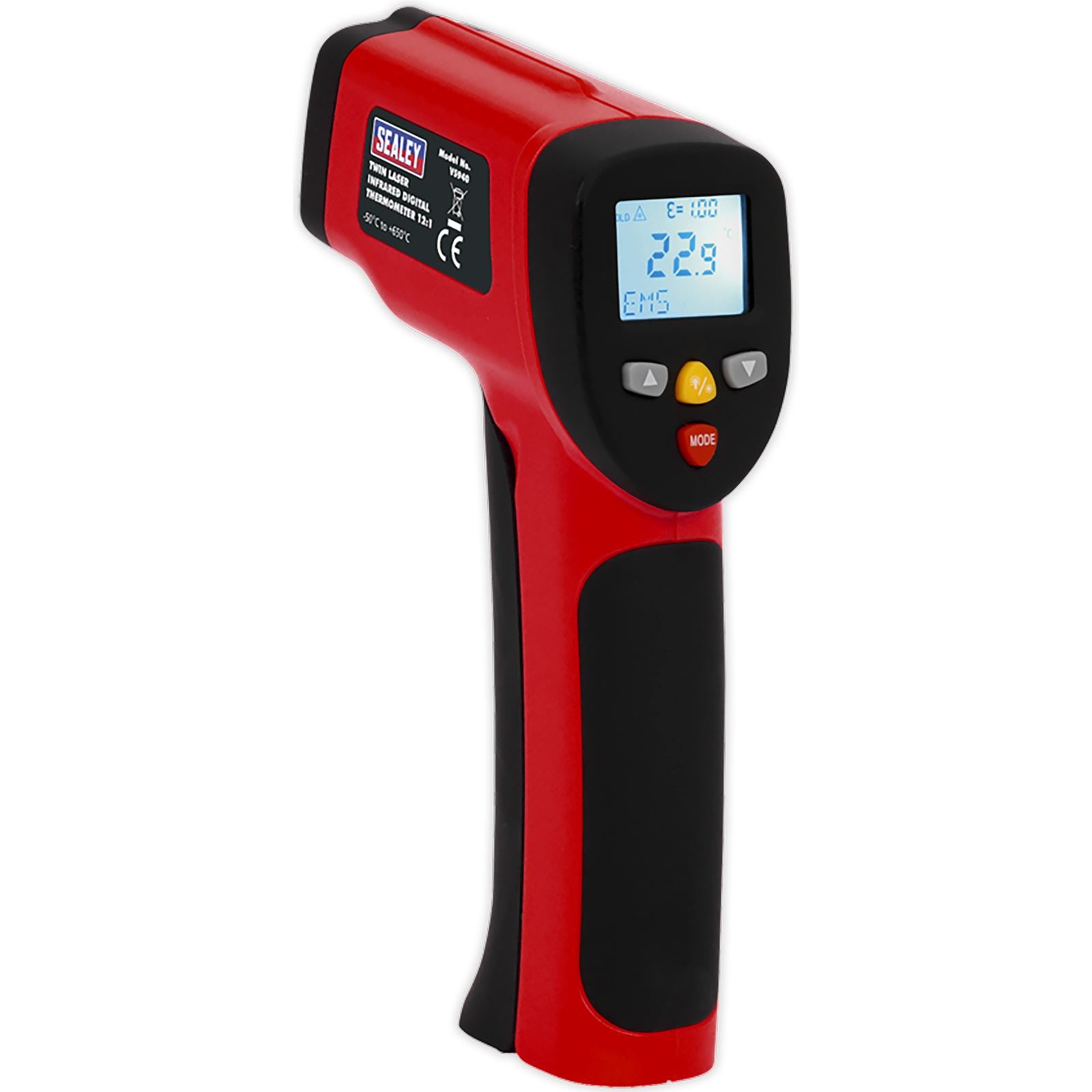 Sealey Infrared Twin-Spot Laser Digital Thermometer 12:1