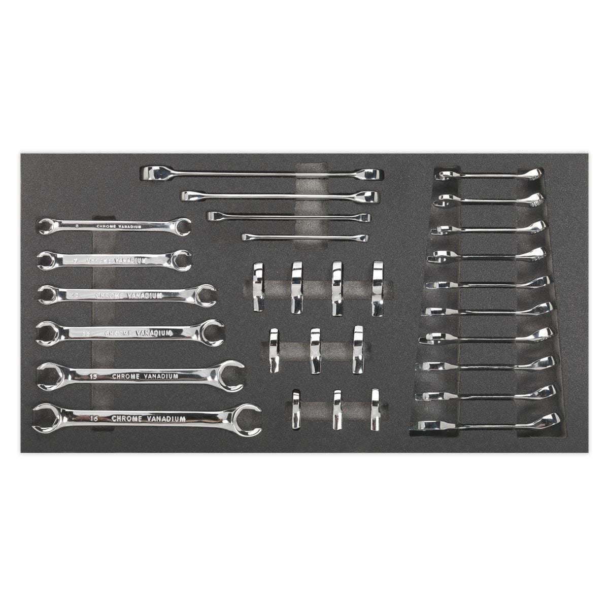 Siegen by Sealey Tool Tray with Specialised Spanner Set 30pc - Metric