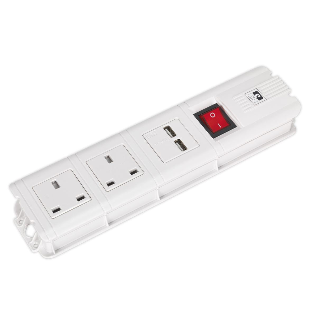 Sealey Extension Cable 2.6m 2 x 230V + 2 x USB Sockets - White