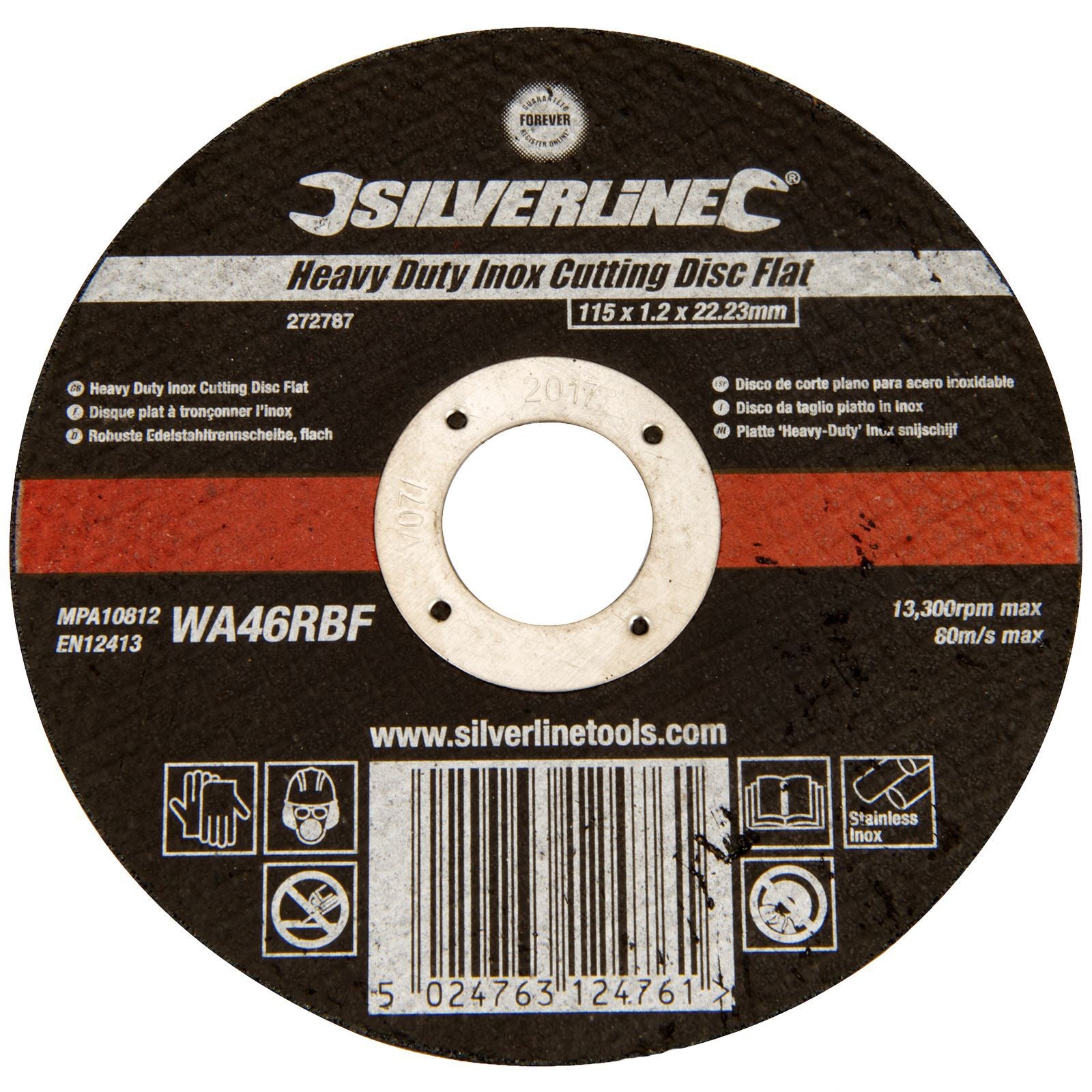 Silverline Heavy Duty Flat Inox Slitting Disc 115 x 1.2 x 22.23mm