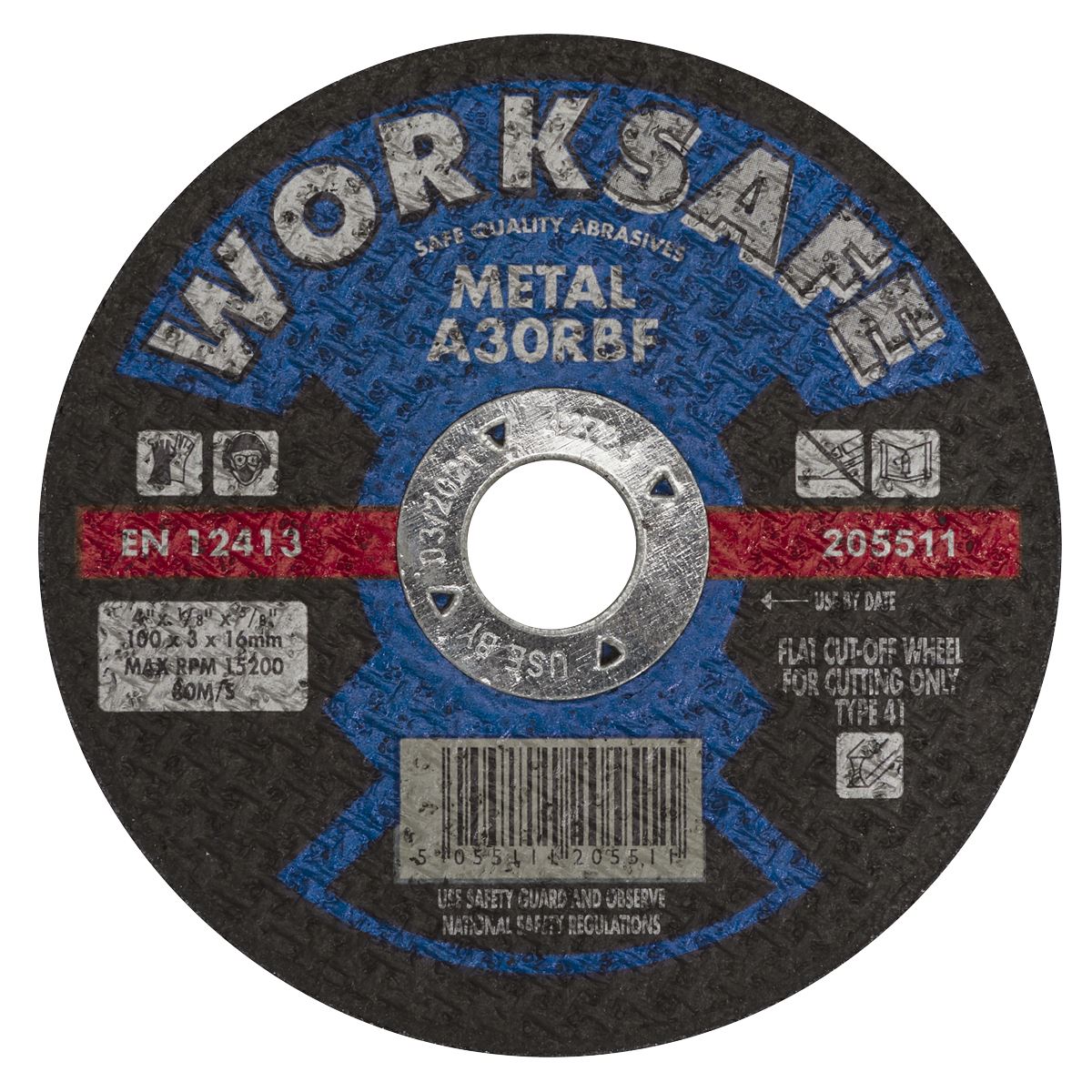 Worksafe by Sealey Cutting Disc Flat Metal Ø100 x 3.2 x Ø16mm