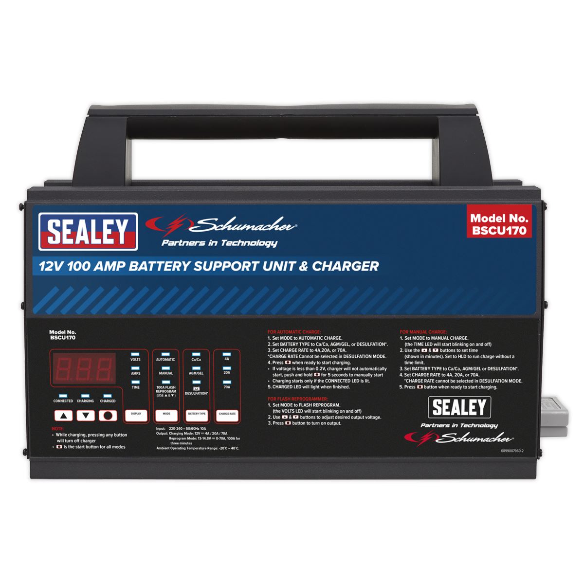 Sealey Battery Support Unit & Charger - 12V 100A